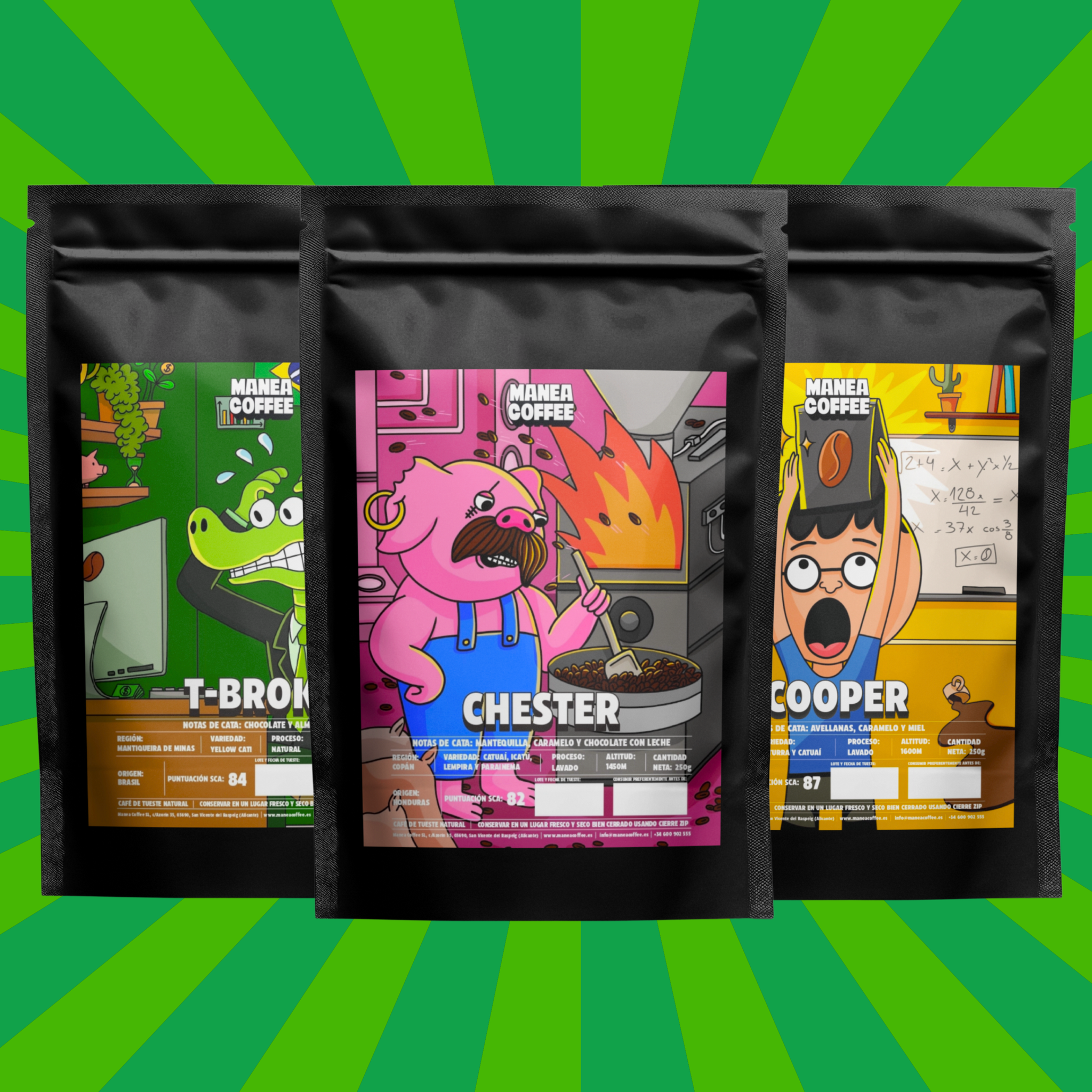 Pack "GOLOSO" con T-broke, Chester y Cooper