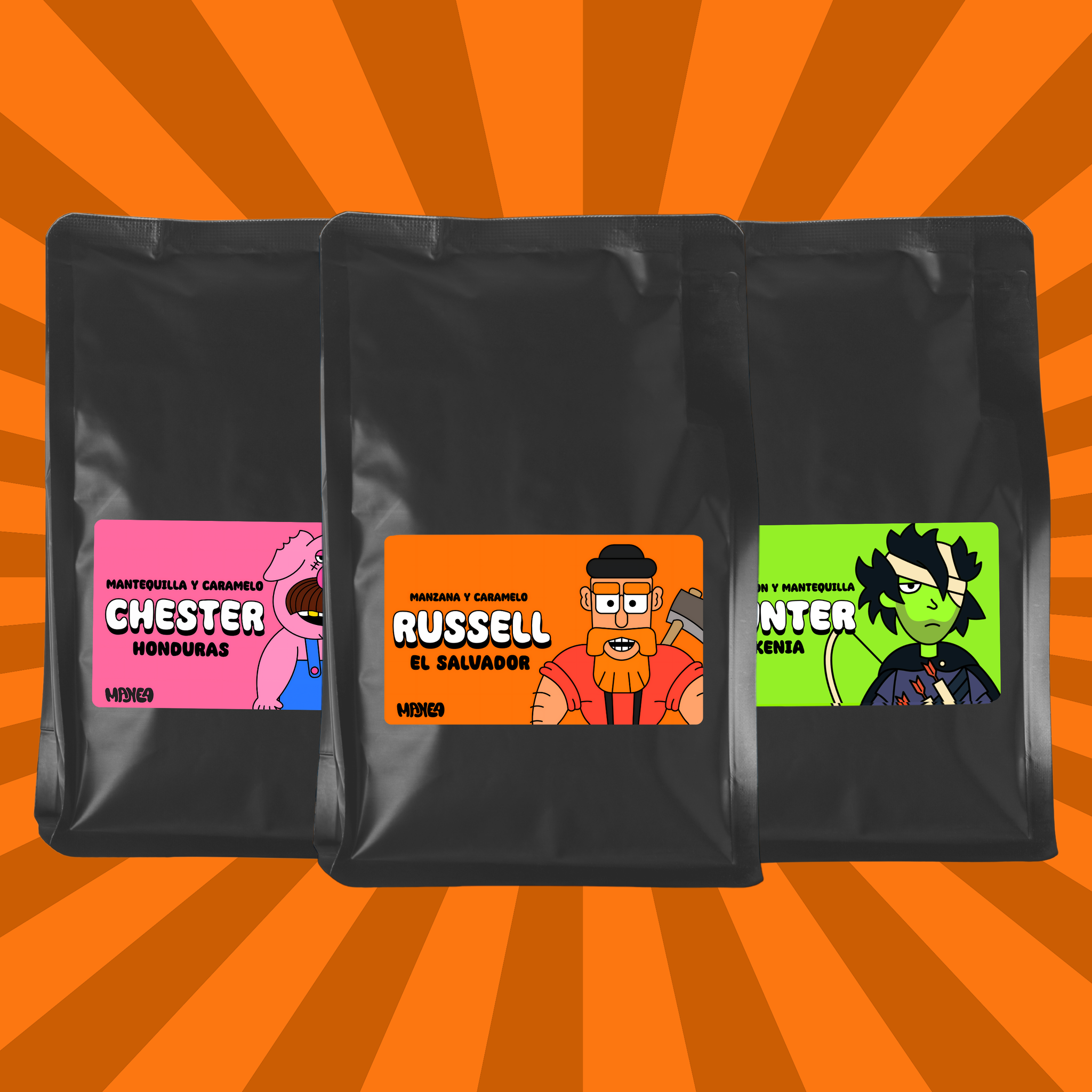 Pack "GLOTÓN" con Chester, Russell y Hunter